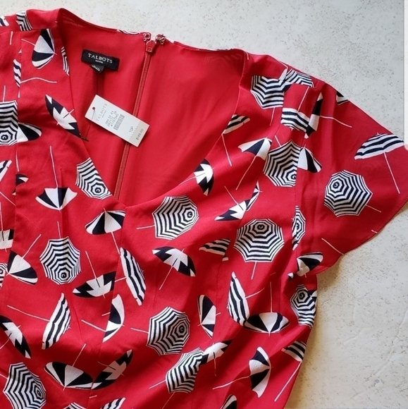 Talbots Umbrella Red Dress Size 6 - Picture 3 of 5